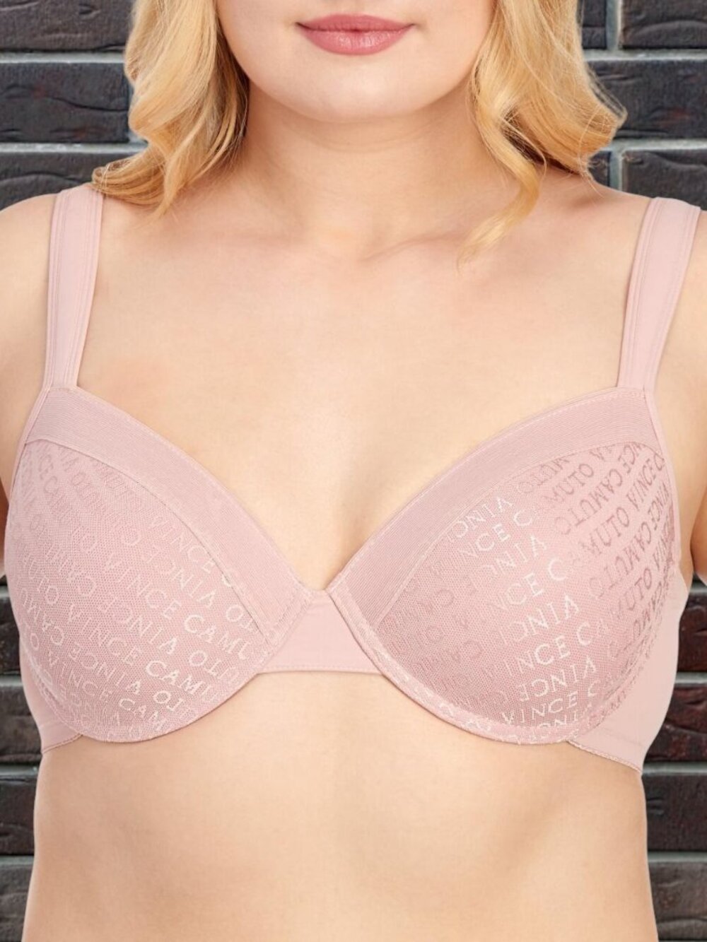 NWT Vince Camuto T-Shirt Bra 38C 38D Full Coverage Logo Pink Lined UW VC051281X